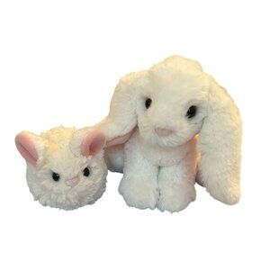 Douglas Cuddle Toys Bunny Plush Pair  White Soft Stuffed Animals Set